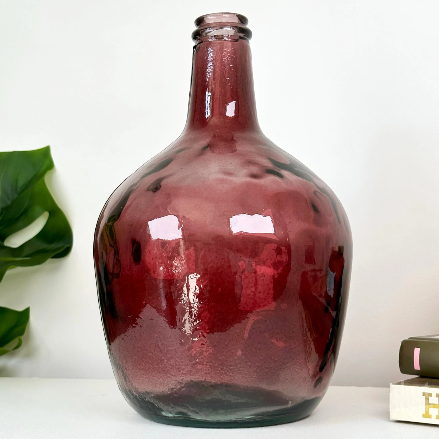 Recycled Glass Pink Bottle Vase 1 Recycled Glass Pink Bottle Vase
