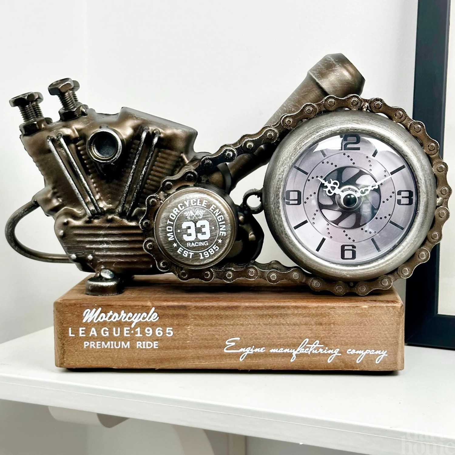 Silver Motorcycle Engine Clock 1 Silver Motorcycle Engine Clock