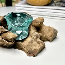 Molten Tea Light Holder On Teak Root Stand -Home Decoration IMG 9998 JPEG