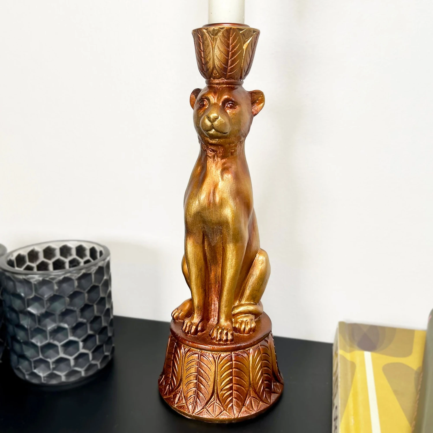 Gold Leopard Candlestick Holder 1 Gold Leopard Candlestick Holder