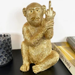 Gold Up Yours Monkey Ornament 11x19x11cm