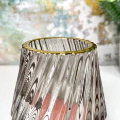 Ribbed Glass Candle Holders Set Of 2 -Home Decoration IMG E0141 edited84