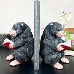 Black Reading Mole Bookends