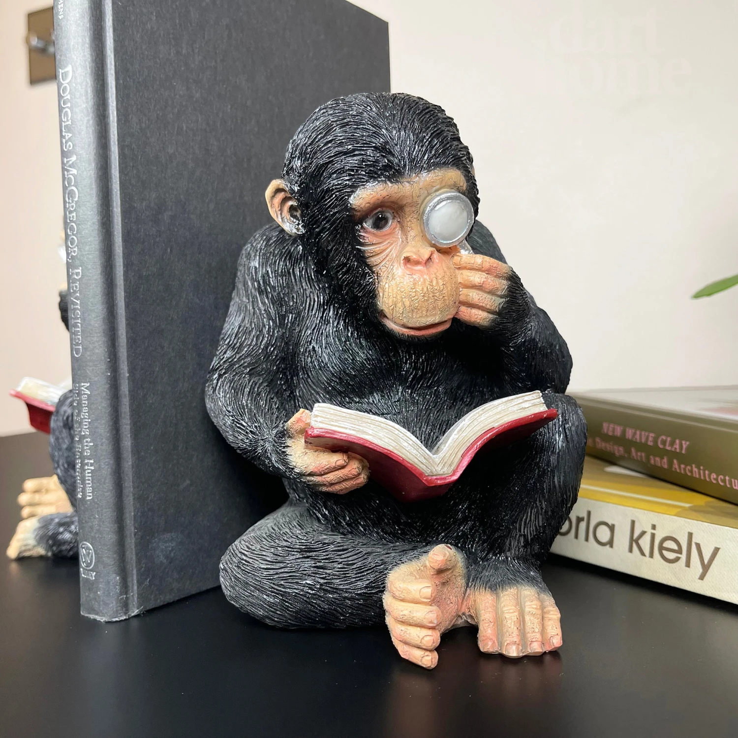 Black Reading Monkey Bookends 2 Black Reading Monkey Bookends - Image 2