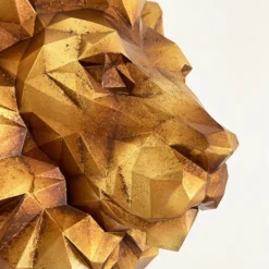 Geometric Gold Lions Wall Head -Home Decoration IMG E0175 editedBG