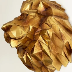 Geometric Gold Lions Wall Head -Home Decoration IMG E0179 editedBK