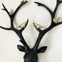 Black Stags Head With Gold Bird Decoration -Home Decoration IMG E0196 editedBW