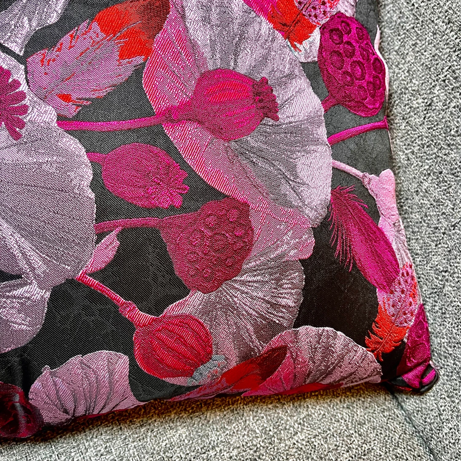 Square Pink Poppy Cushion 4 Square Pink Poppy Cushion - Image 4