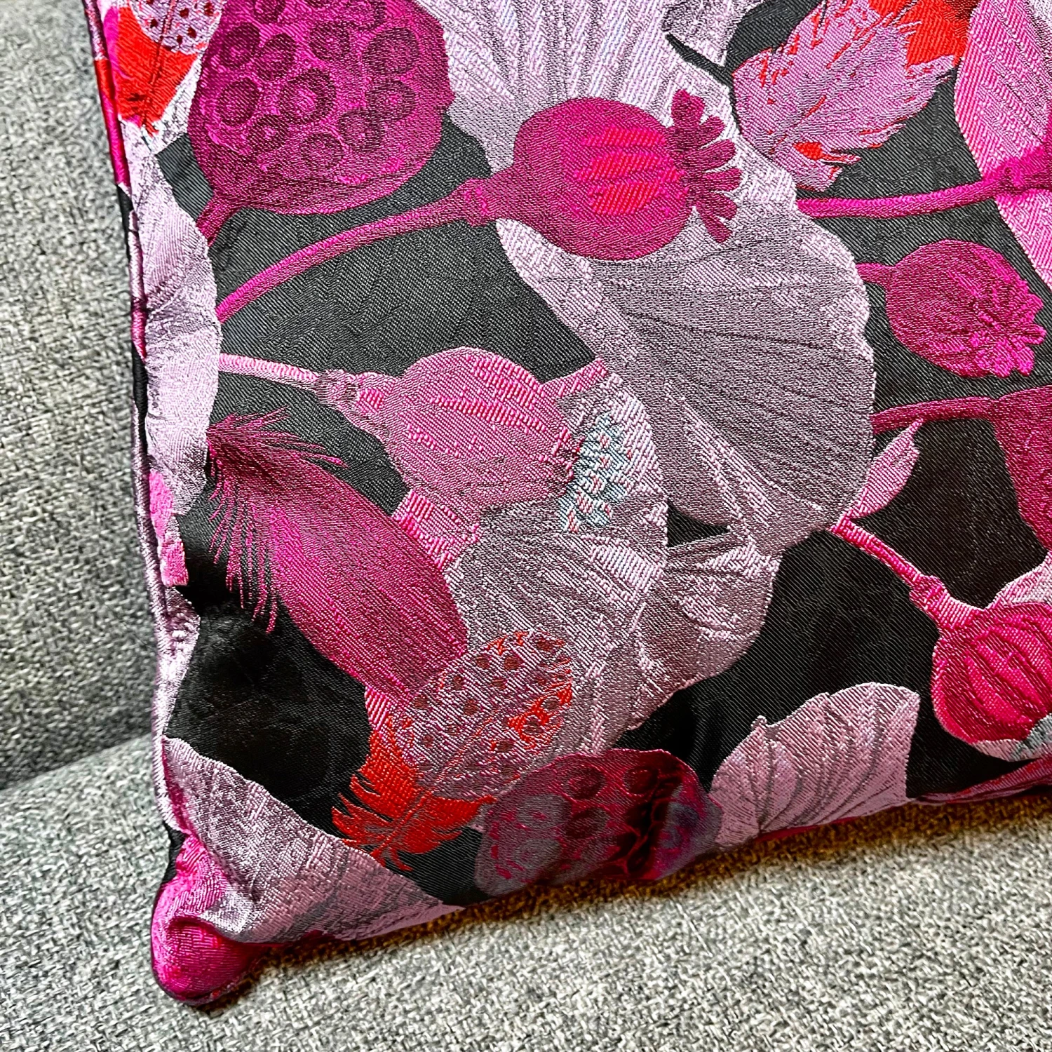 Square Pink Poppy Cushion 5 Square Pink Poppy Cushion - Image 5