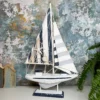 Blue & White Sailing Boat Model Bathroom Ornament