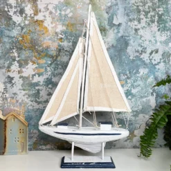 Blue & White Sailing Boat Model Bathroom Ornament -Home Decoration IMG E0349 edited22