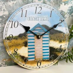 Beach Hut Round Wall Clock 20cm