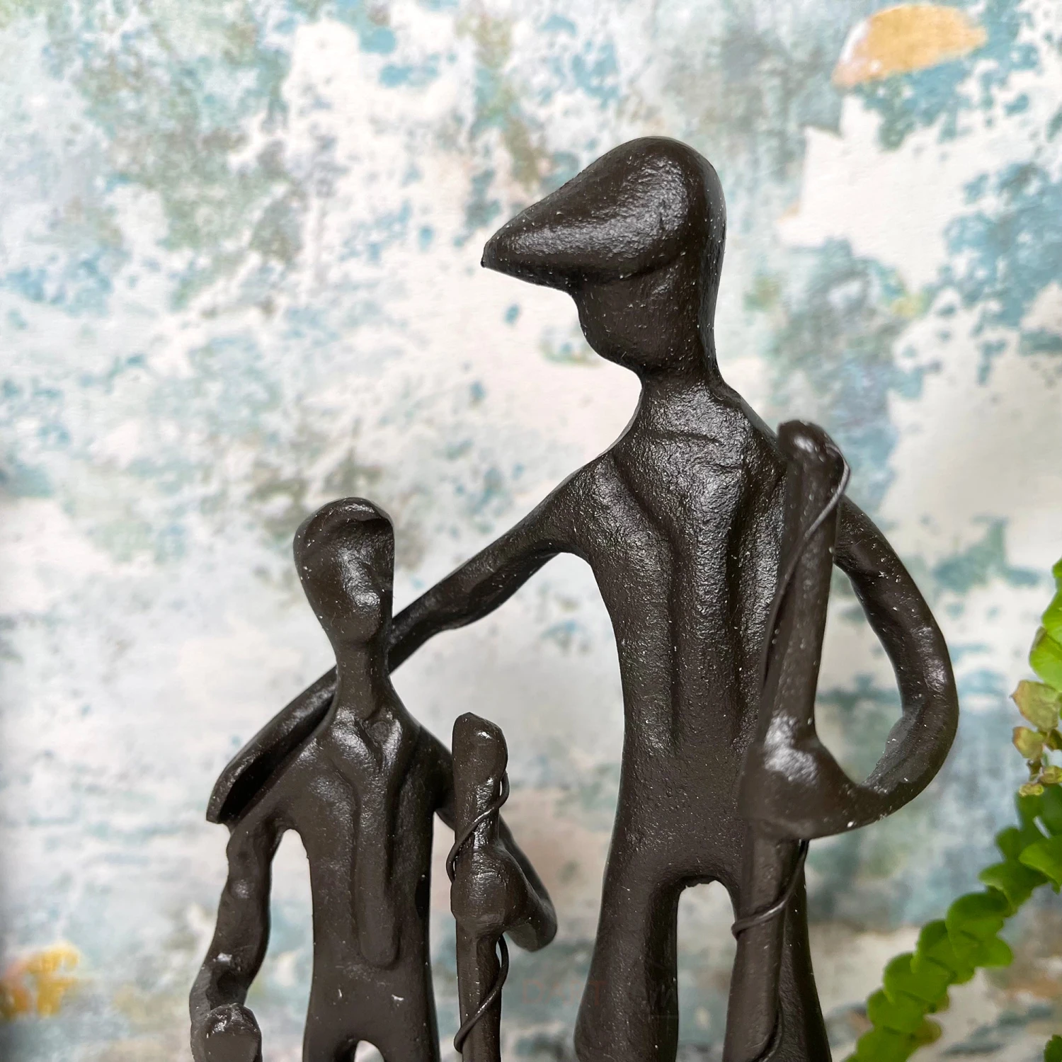 Cast Iron Fishing Father & Son Sculpture 2 Cast Iron Fishing Father & Son Sculpture - Image 2