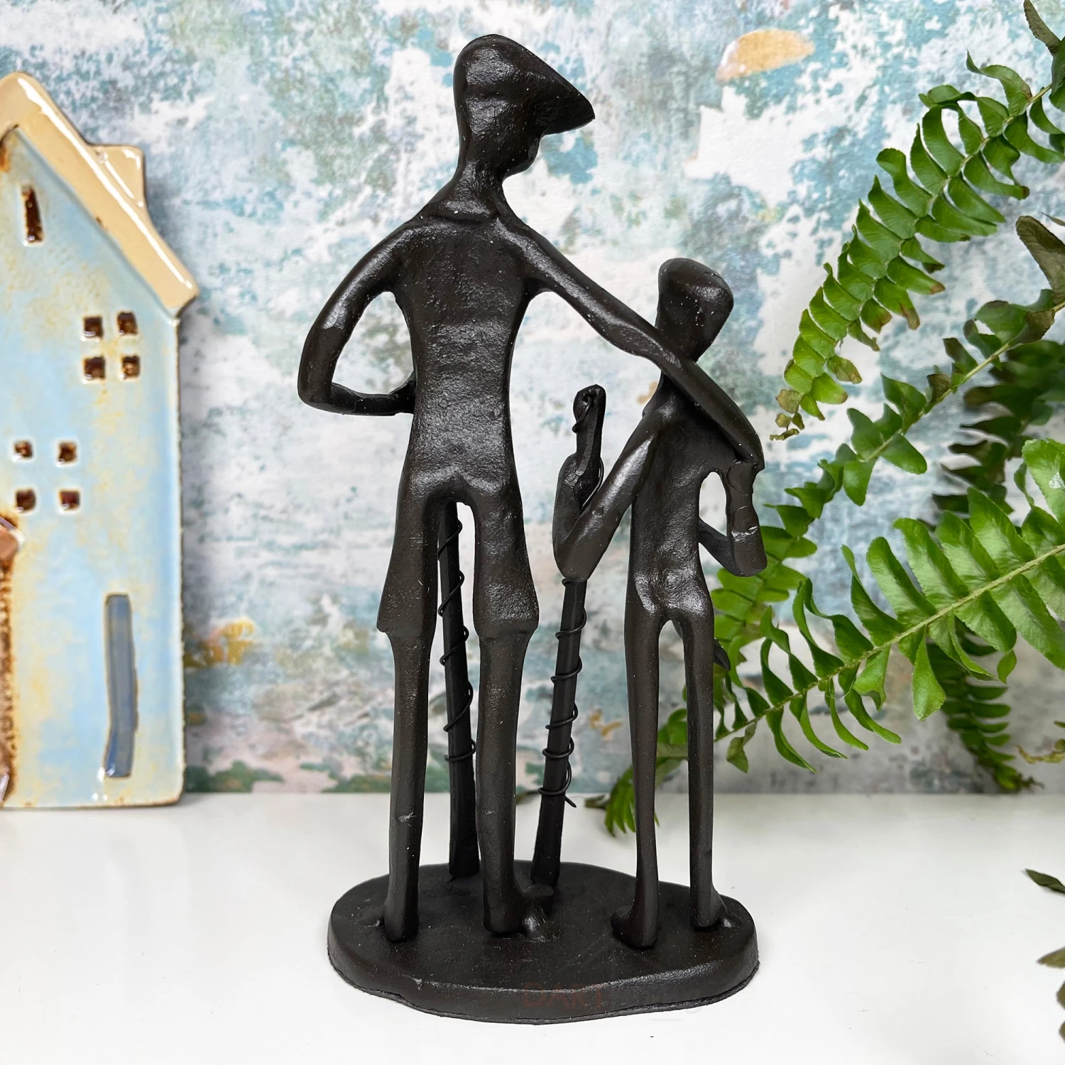 Cast Iron Fishing Father & Son Sculpture 6 Cast Iron Fishing Father & Son Sculpture - Image 6