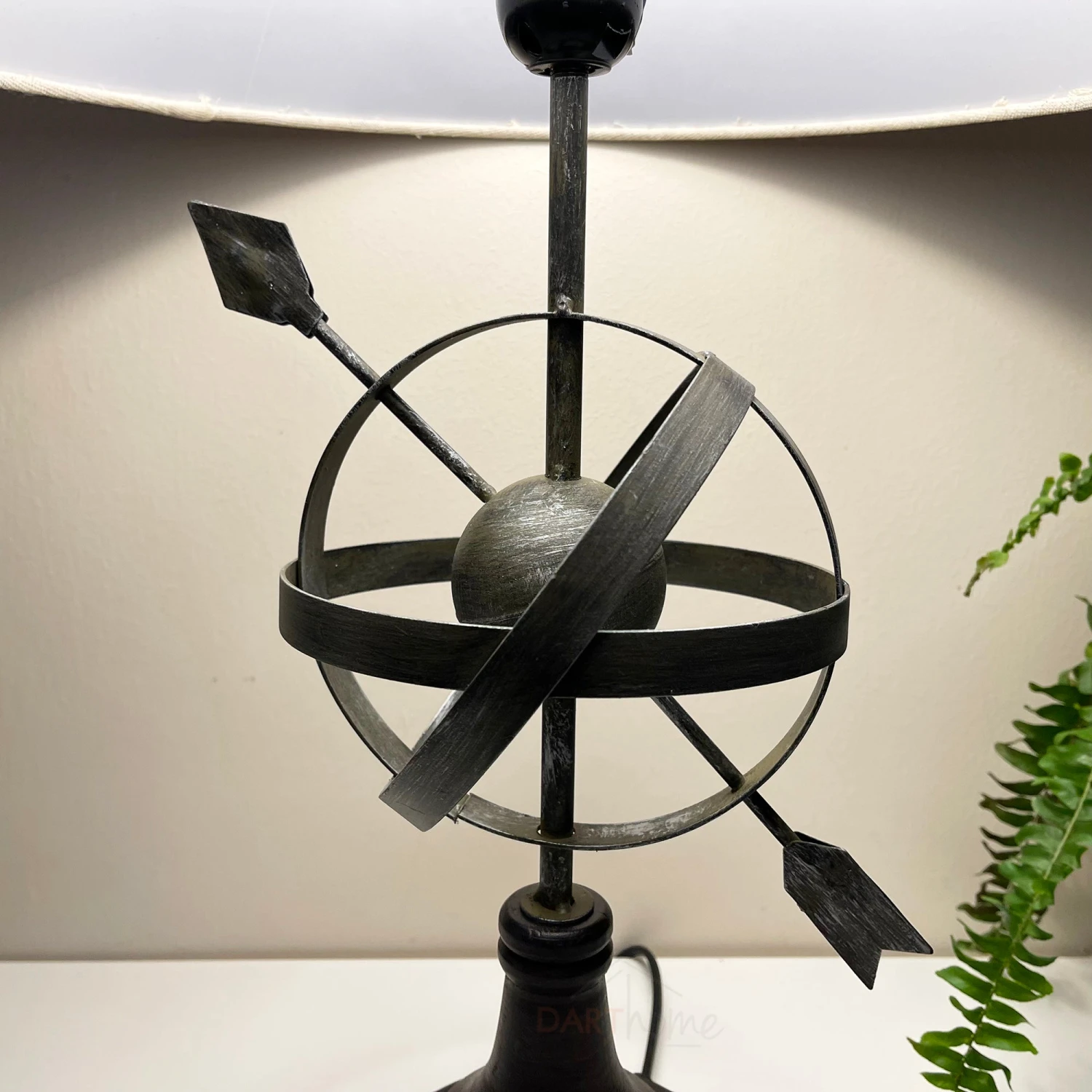 Metal Armillary Sphere Table Lamp With Natural Shade 2 Metal Armillary Sphere Table Lamp With Natural Shade - Image 2