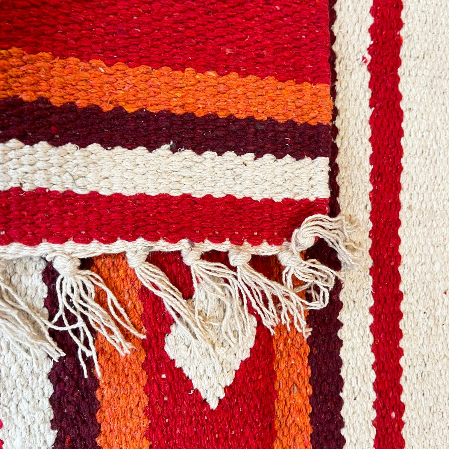 Red Cotton Moroccan Rug 4 Red Cotton Moroccan Rug - Image 4
