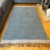 Blue Geometric Living Room Rug 90x150cm
