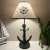 Black Metal Anchor Nautical Bedside Table Lamp 56cm