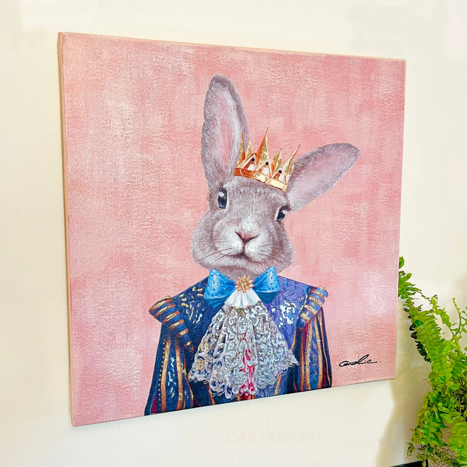 Pink Royal Rabbit Canvas Wall Art 50x50cm 1 Pink Royal Rabbit Canvas Wall Art 50x50cm