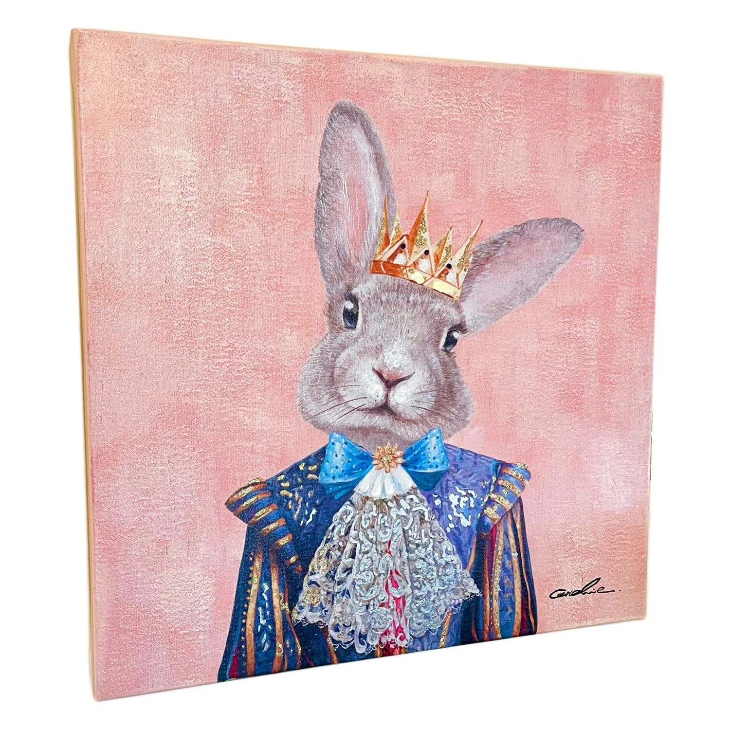 Pink Royal Rabbit Canvas Wall Art 50x50cm 4 Pink Royal Rabbit Canvas Wall Art 50x50cm - Image 4