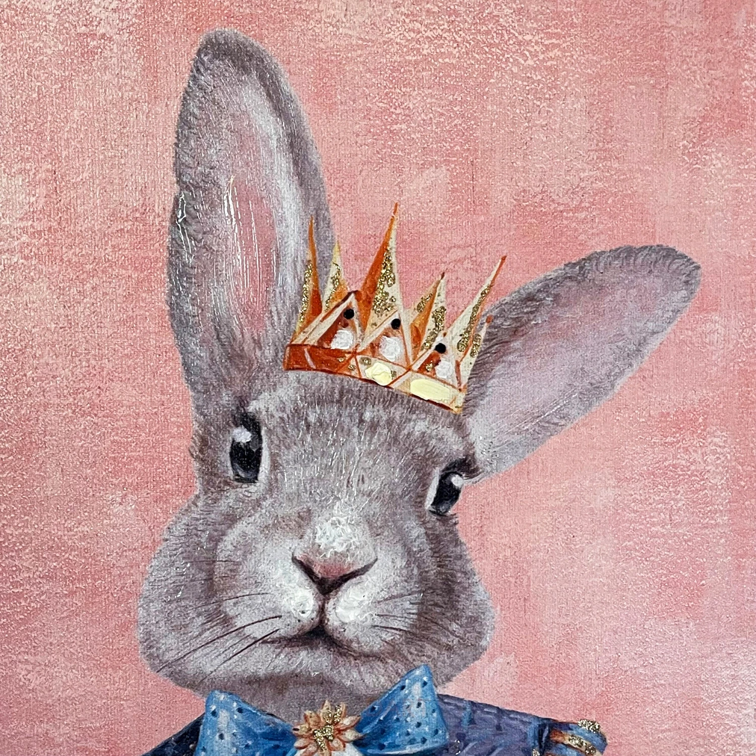 Pink Royal Rabbit Canvas Wall Art 50x50cm 2 Pink Royal Rabbit Canvas Wall Art 50x50cm - Image 2