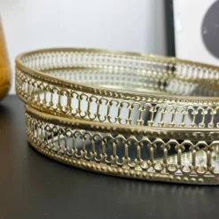 Set Of 2 Gold Mirror Trays -Home Decoration IMG E0738