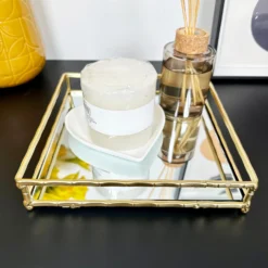 Set Of 2 Square Gold Mirrored Trays -Home Decoration IMG E0763