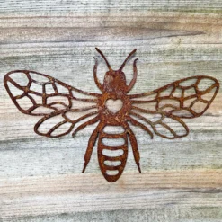 Rusted Metal Honey Bee Sihouette Wall Art