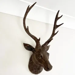 Faux Brown Stags Head Wall Bust 47cm
