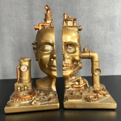 Steampunk Head Bookends Set