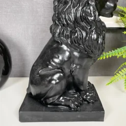 Black Royal Lion With Gold Crown Statue 13x26x16cm -Home Decoration IMG E1108