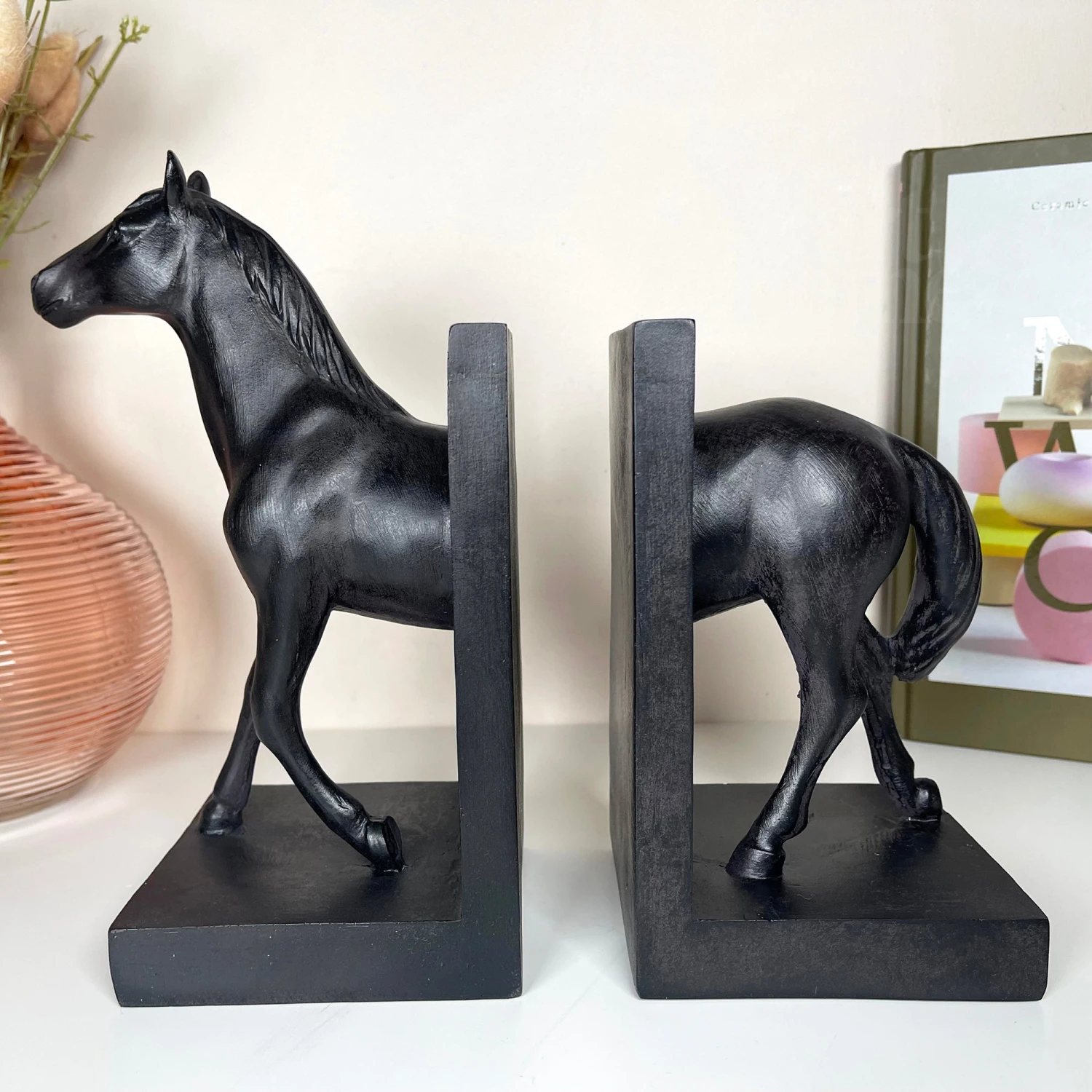 Large Black Horse Bookends Set 1 Large Black Horse Bookends Set