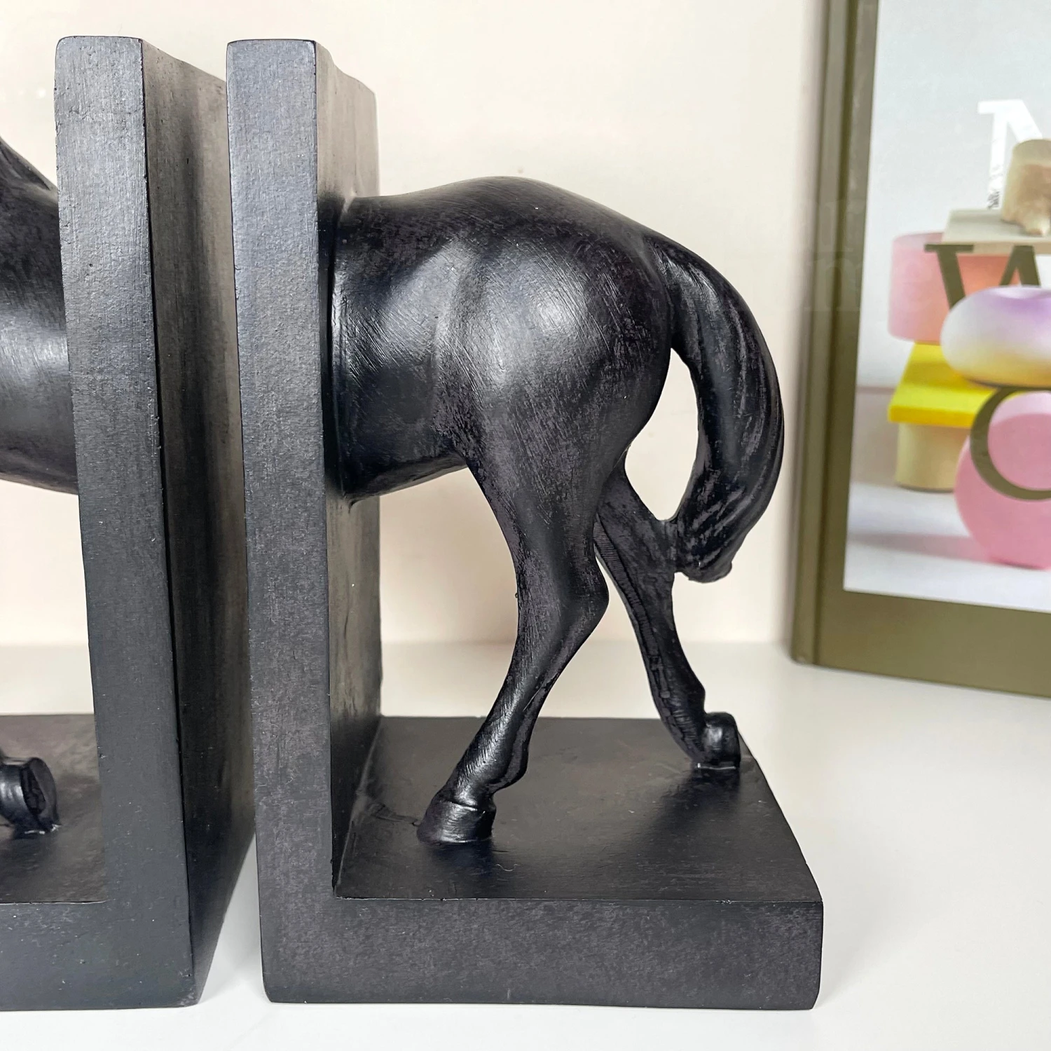 Large Black Horse Bookends Set 2 Large Black Horse Bookends Set - Image 2