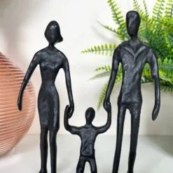 Cast Iron Walking Family Of 3 Figurine -Home Decoration IMG E1202