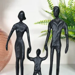 Cast Iron Walking Family Of 3 Figurine -Home Decoration IMG E1204