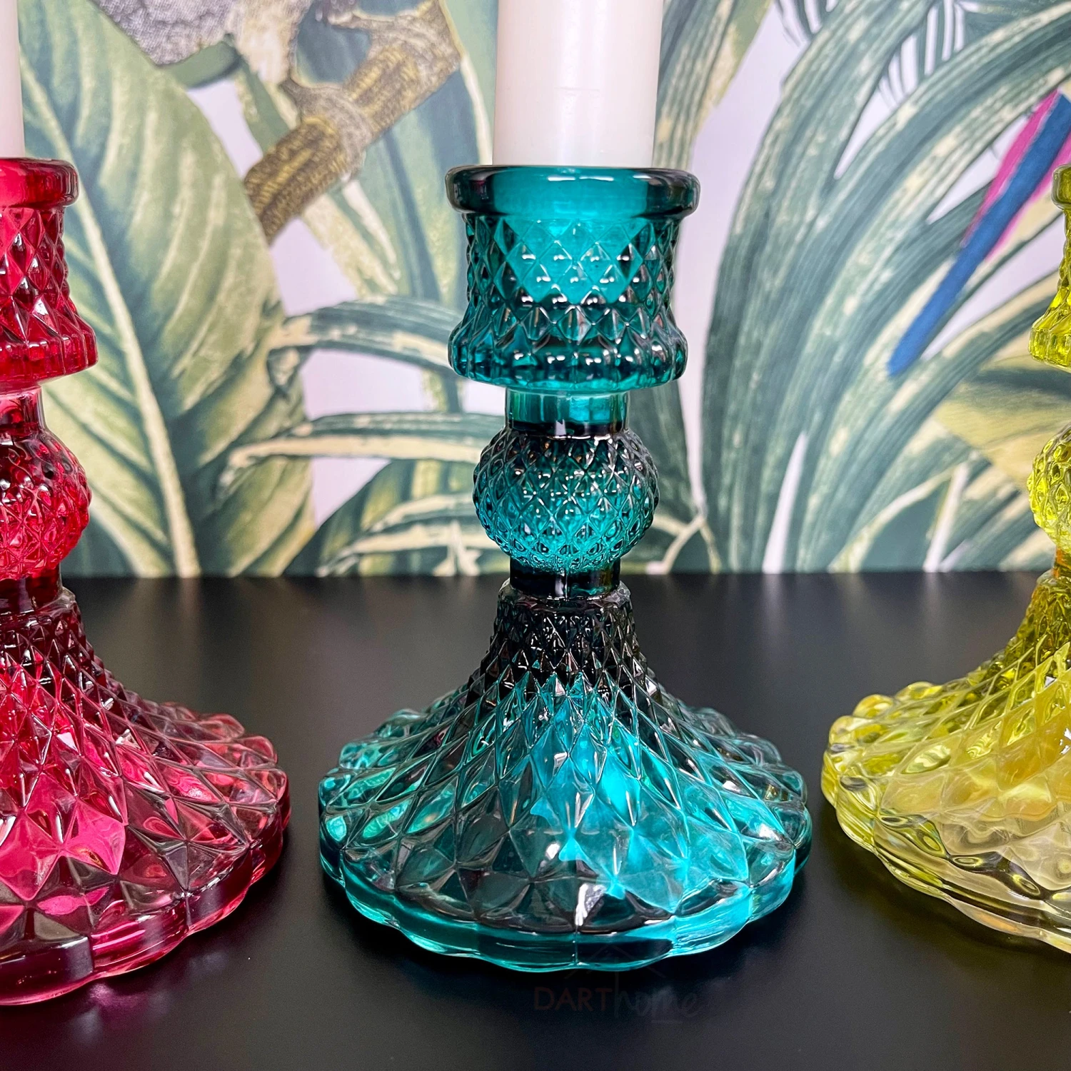 Eclectic Jewel Glass Candlestick Holders Set Of 4 2 Eclectic Jewel Glass Candlestick Holders Set Of 4 - Image 2