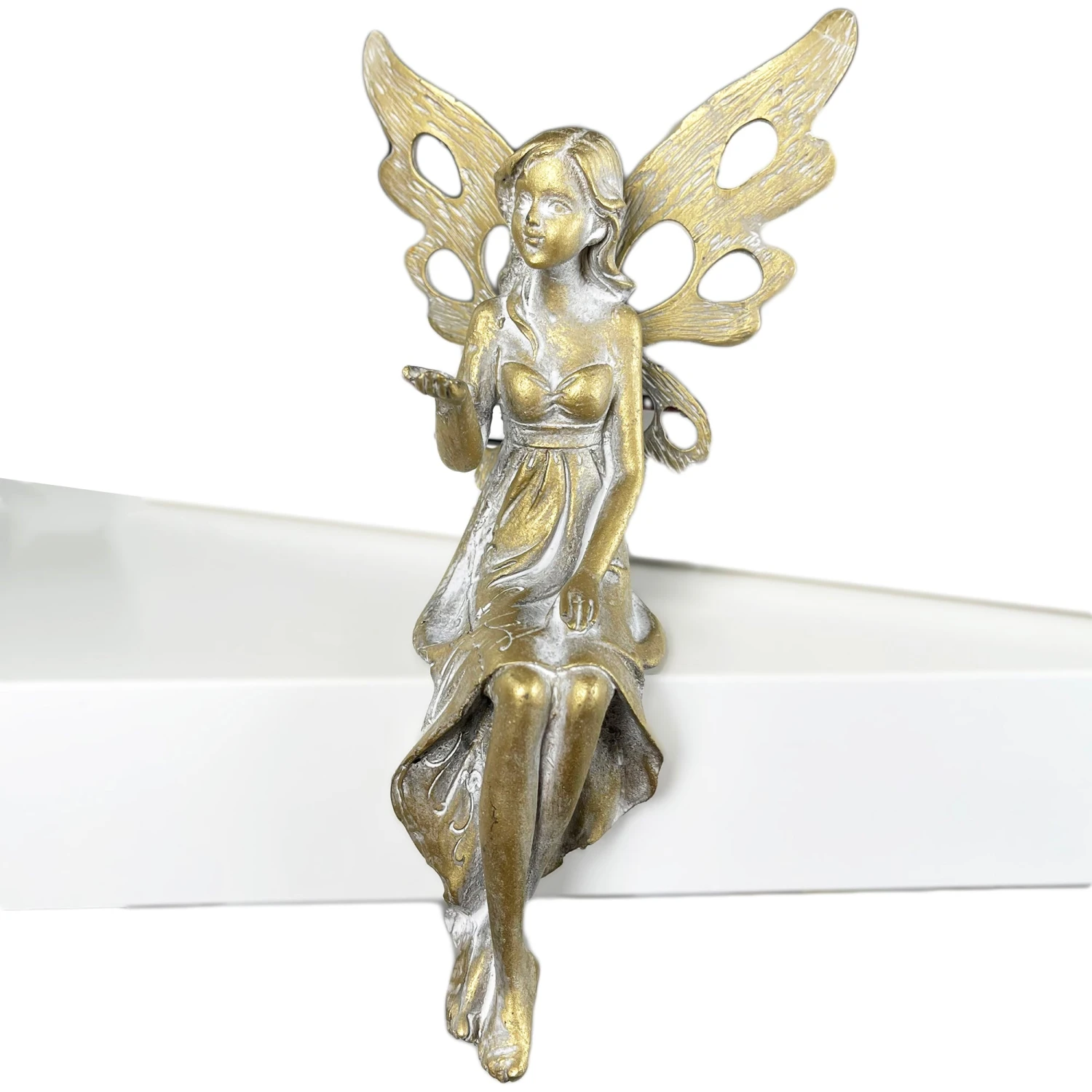 Gold Shelf Sitting Fairy Ornament 5 Gold Shelf Sitting Fairy Ornament - Image 5