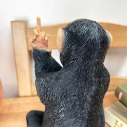 Black Up Yours Monkey Ornament 11x19x11cm -Home Decoration IMG E1275