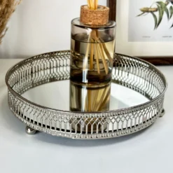 Silver Mirror Candle Plate