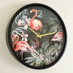 Round Tropical Flamingo Wall Clock
