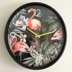 Round Tropical Flamingo Wall Clock -Home Decoration IMG E1332