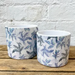 Ceramic Blue Tropical Leaf Indoor Display Plant Pots