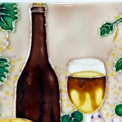 Cheese And Wine Ceramic Tile Wall Art 8x8" -Home Decoration IMG E1404