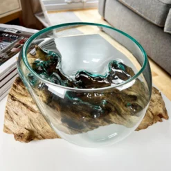 Molten 20cm Fruit Bowl On Teak Root Stand 20 Molten 20cm Fruit Bowl On Teak Root Stand -Home Decoration IMG E1414