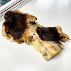 Molten Glass Double Candle Holder On Teak Root Stand -Home Decoration IMG E1433