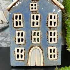 Ceramic Blue House Candle Holder -Home Decoration IMG E1553 edited4