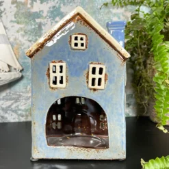 Ceramic Blue House Candle Holder -Home Decoration IMG E1555 edited287