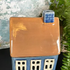 Ceramic Blue Tall House Tea Light Candle Holder -Home Decoration IMG E1561 edited9