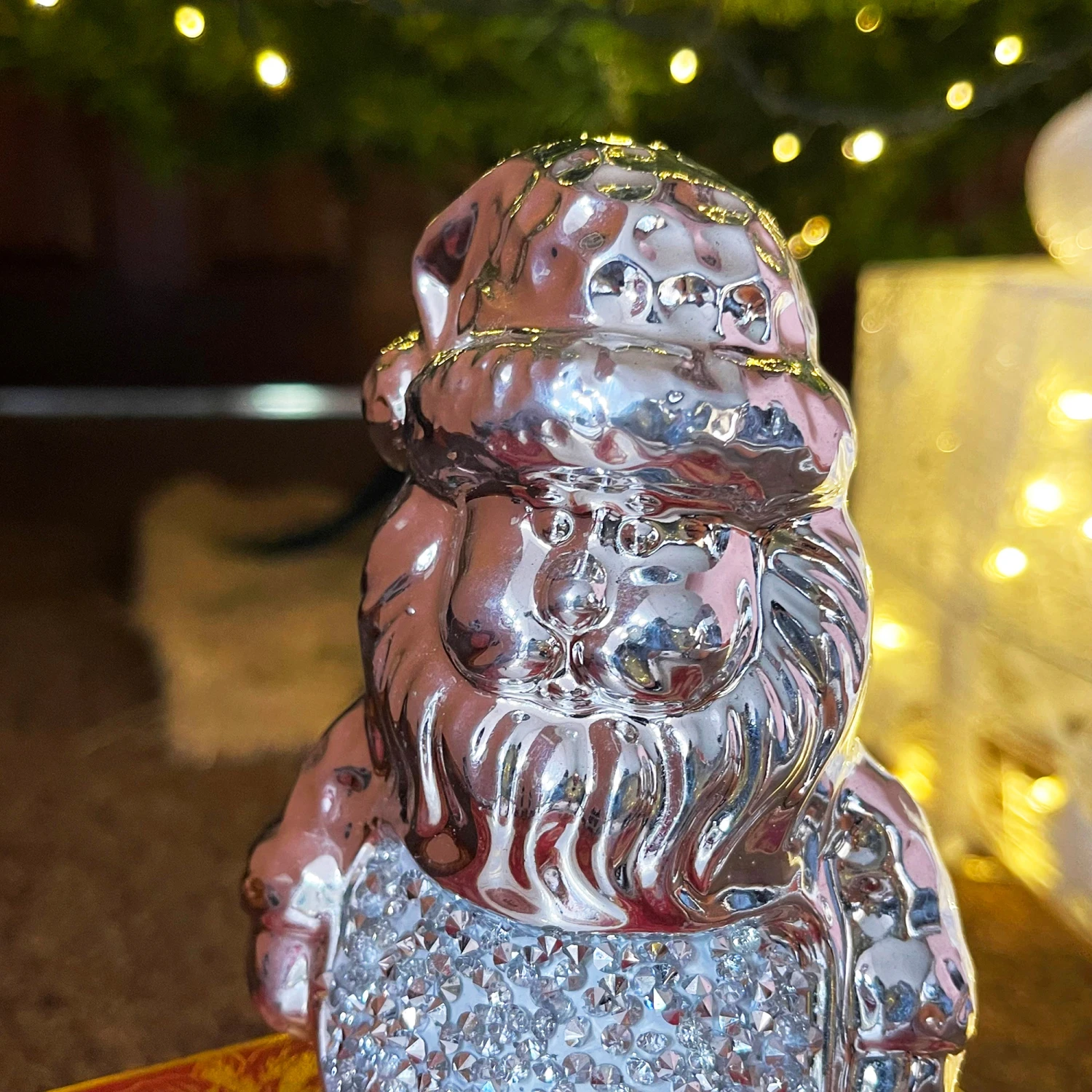 Silver Sparkle Santa Claus Ornament 2 Silver Sparkle Santa Claus Ornament - Image 2