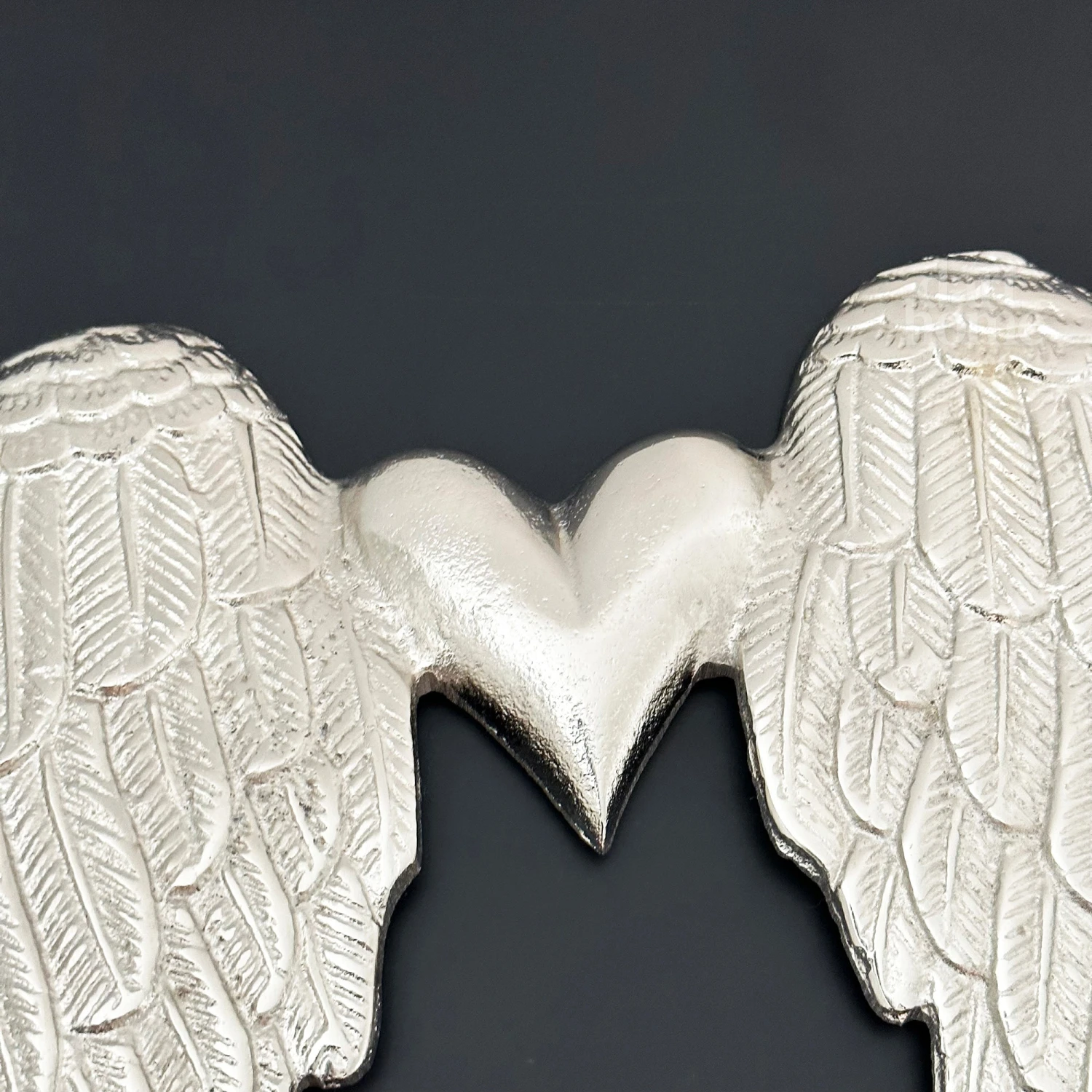 Silver Angel Wings With Heart Deco 2 Silver Angel Wings With Heart Deco - Image 2